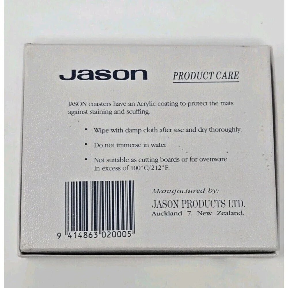 VINTAGE JASON NEW ZEALAND SIX COASTERS WITH BOX COUNTRY BASKET 1980S CORK BACK
